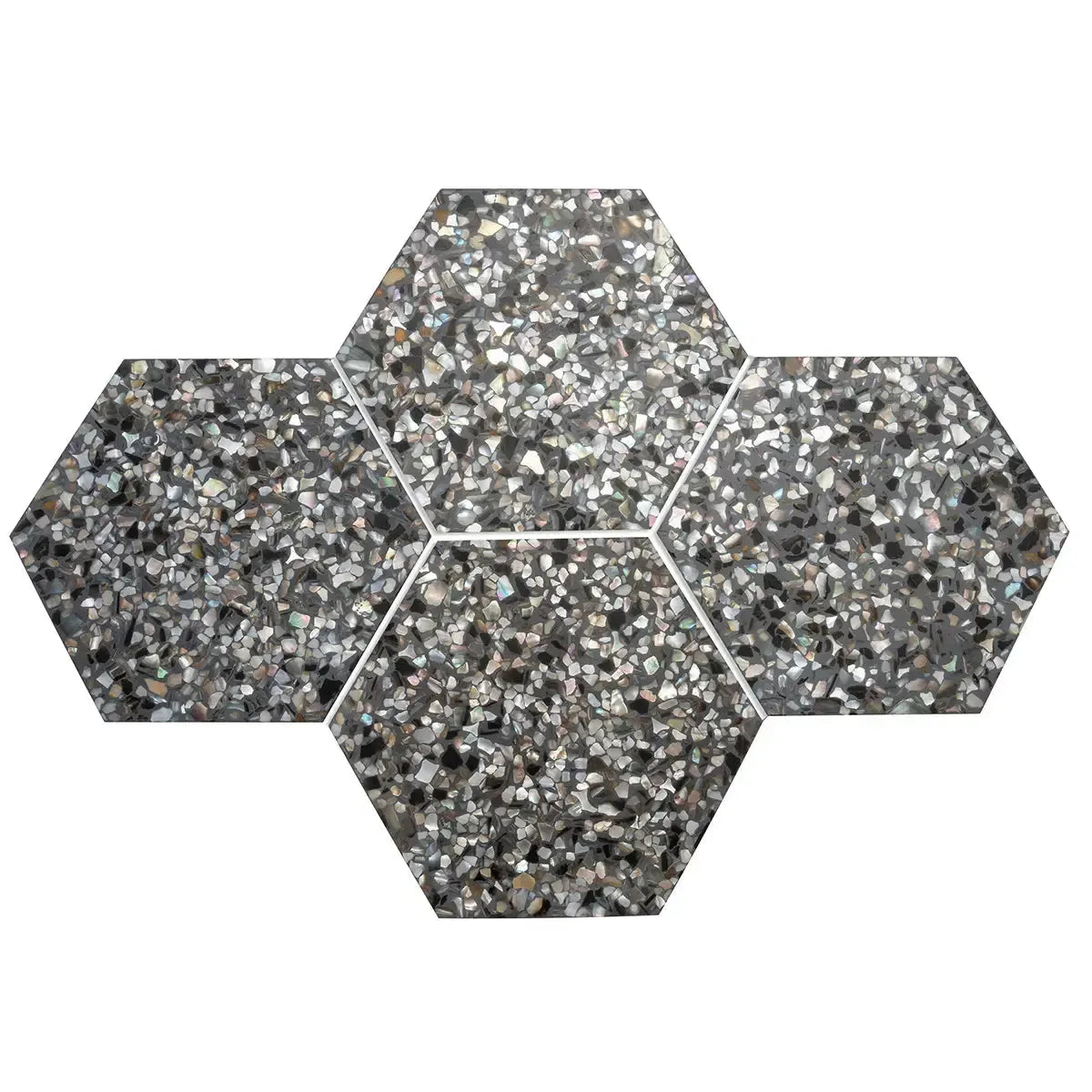 Corazza Black Sand Shell and Terrazzo Hexagon Tile | Tile Club