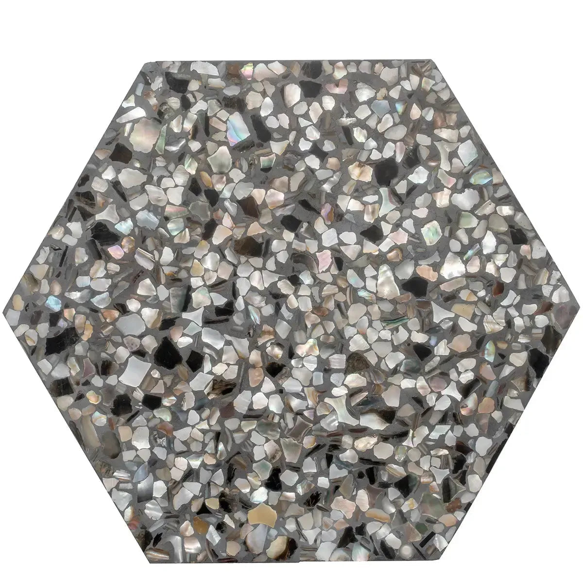 Corazza Black Sand Shell and Terrazzo Hexagon Tile | Tile Club