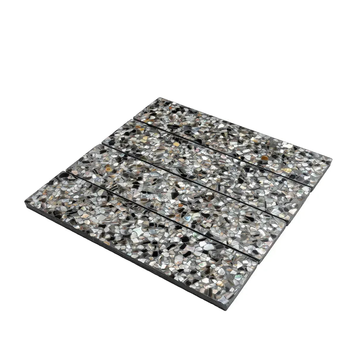 Corazza Black Sand Shell and Terrazzo Subway Tile | Tile Club