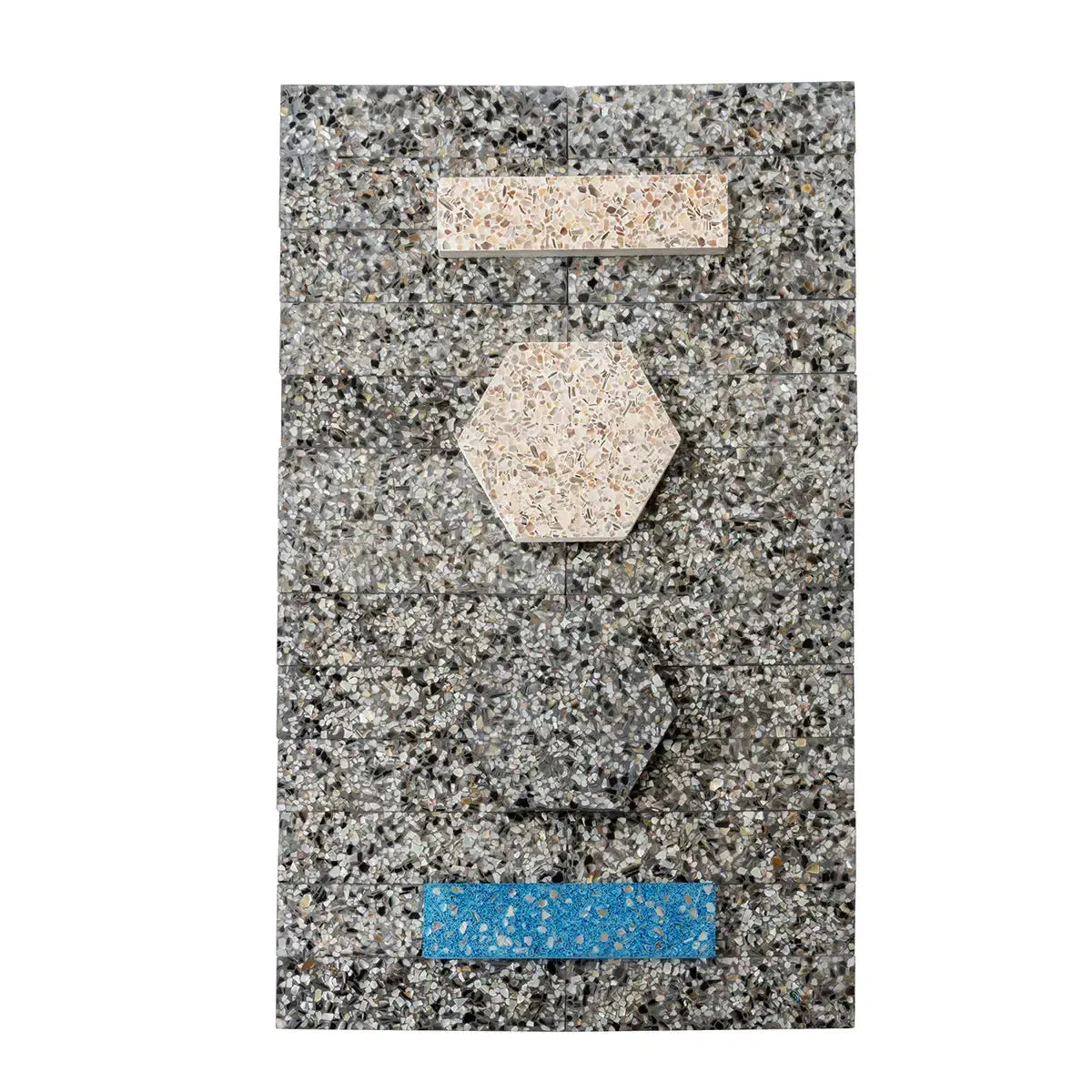 Corazza Black Sand Shell and Terrazzo Subway Tile | Tile Club