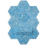 Corazza Ocean Blue Shell and Terrazzo Hexagon Tile | Tile Club