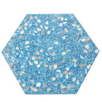 Corazza Ocean Blue Shell and Terrazzo Hexagon Tile | Tile Club