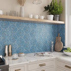 Corazza Ocean Blue Shell and Terrazzo Hexagon Tile | Tile Club