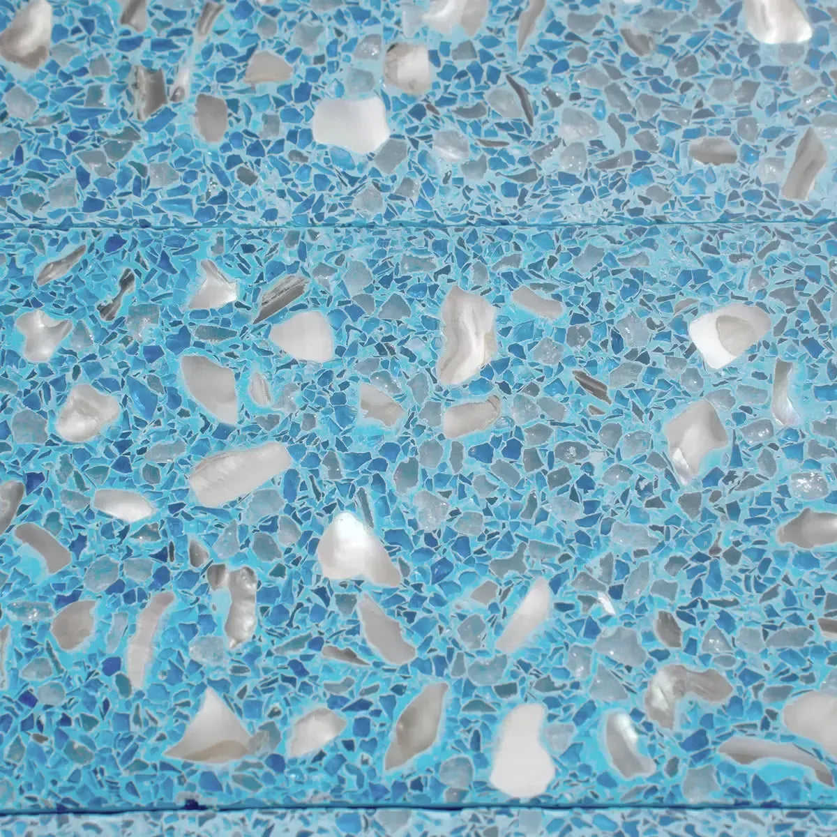 Corazza Ocean Blue Shell and Terrazzo Subway Tile | Tile Club