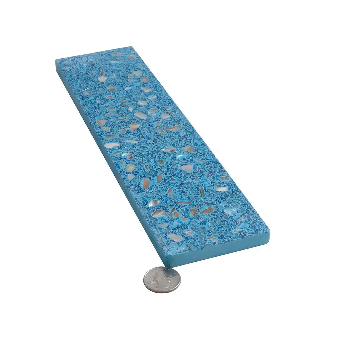 Corazza Ocean Blue Shell and Terrazzo Subway Tile | Tile Club