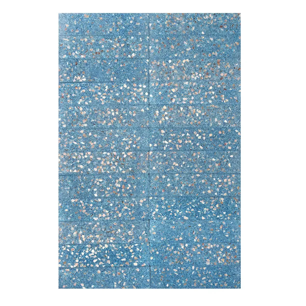 Corazza Ocean Blue Shell and Terrazzo Subway Tile | Tile Club