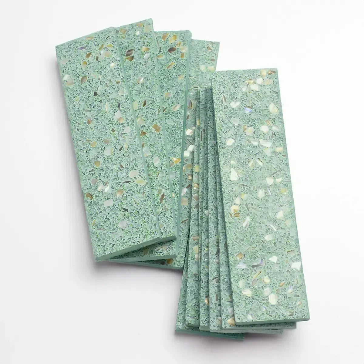 Corazza Tropical Green Shell and Terrazzo Subway Tile | Tile Club