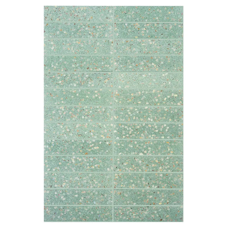 Corazza Tropical Green Shell and Terrazzo Subway Tile | Tile Club