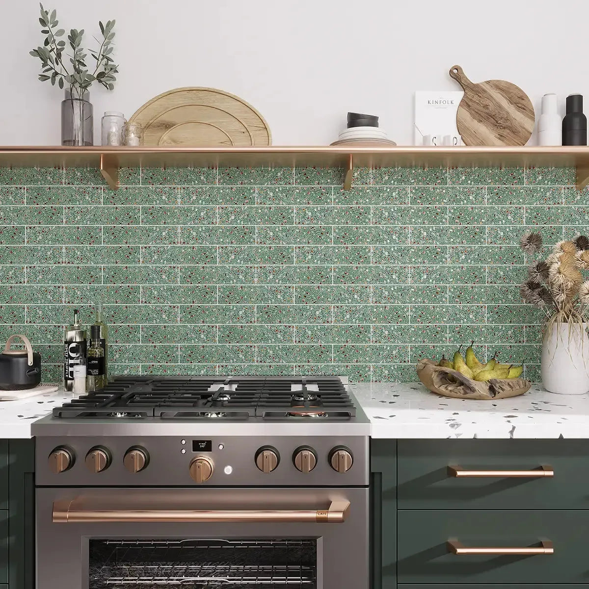 Corazza Tropical Green Shell and Terrazzo Subway Tile | Tile Club