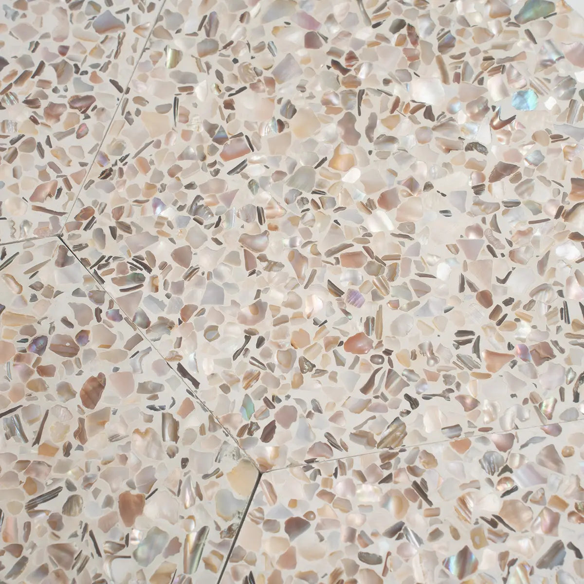 Corazza White Sand Shell and Terrazzo Hexagon Tile