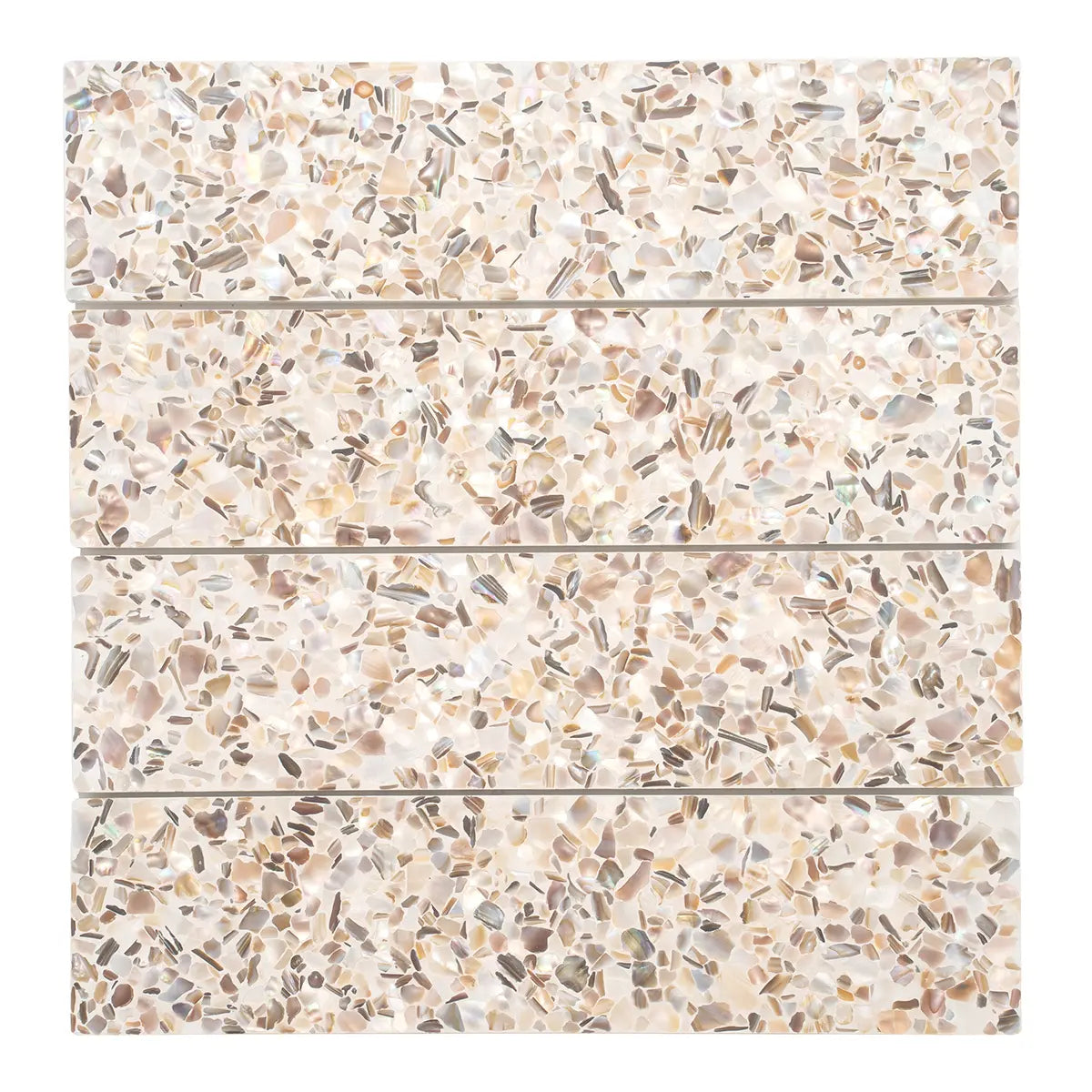 Corazza White Sand Shell and Terrazzo Subway Tile