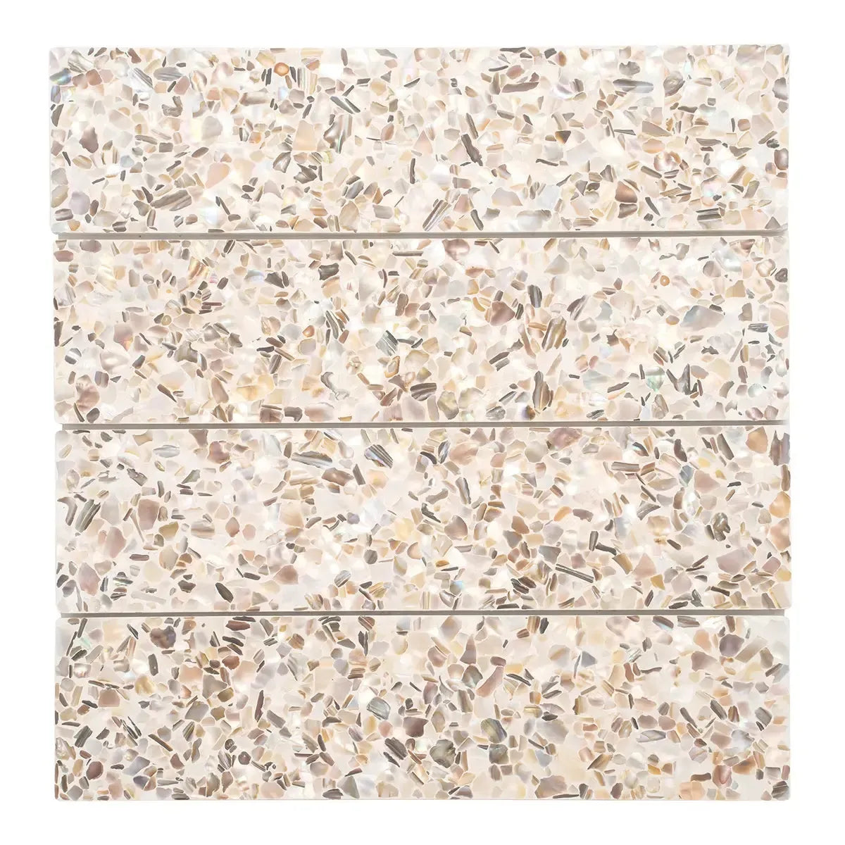 Corazza White Sand Shell and Terrazzo Subway Tile | Tile Club