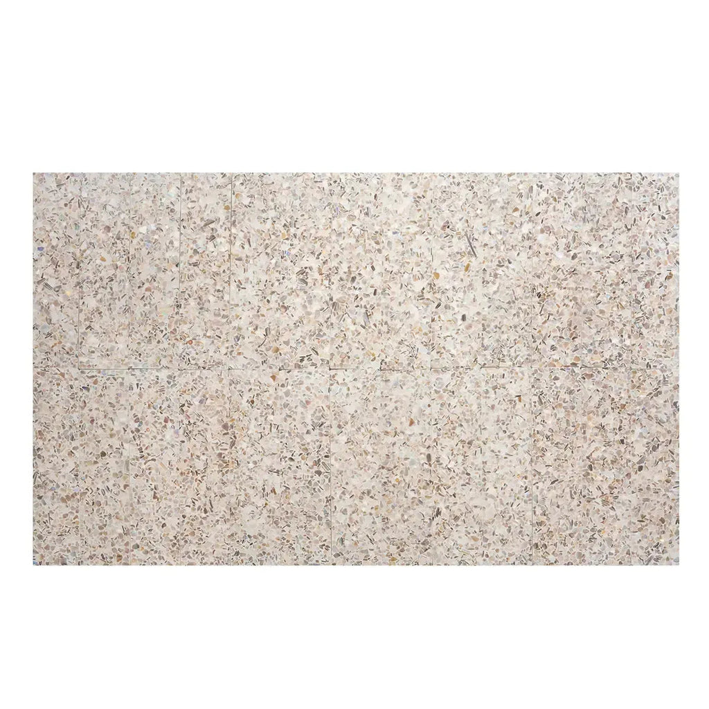 Corazza White Sand Shell and Terrazzo Subway Tile | Tile Club