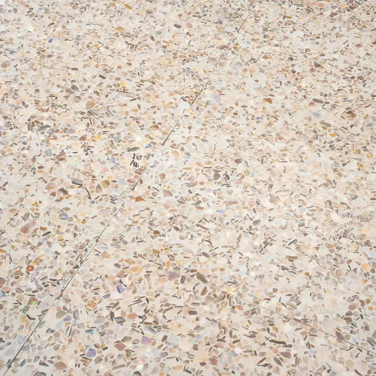 Corazza White Sand Shell and Terrazzo Subway Tile | Tile Club