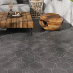 Black marbled hexagon patio floor