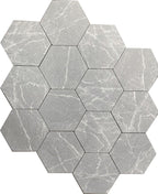 Cosmo Silver Marbled Porcelain Hexagon Tile | Tile Club