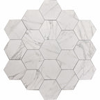 Cosmo White Marbled Porcelain Hexagon Tile | Tile Club
