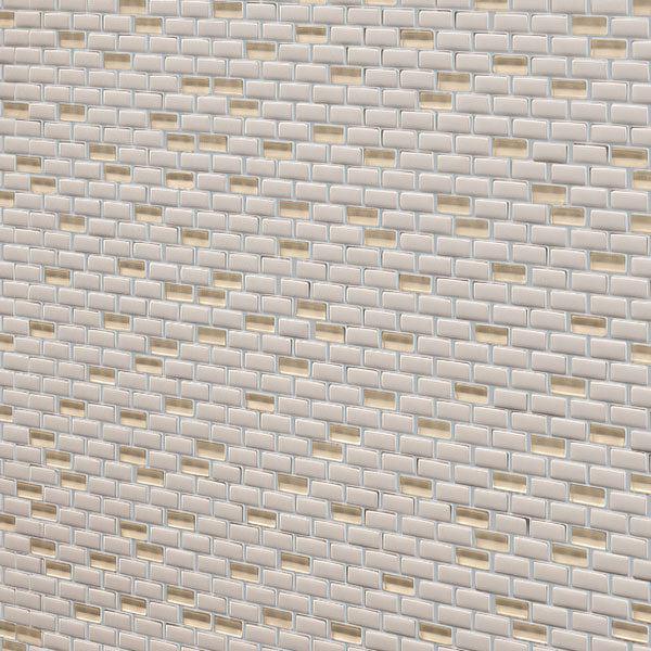 Cream Recycled Glass Brick Mosaic Tile Close-up