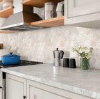 Crema Marfil 2 Inch Hexagon Honed Marble Mosaic Tile Kitchen Backsplash