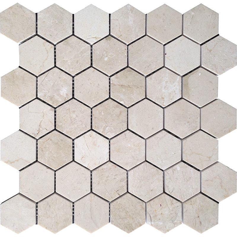 Crema Marfil 2 Inch Hexagon Honed Marble Mosaic Tile
