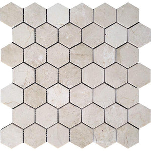 Crema Marfil 2 Inch Hexagon Honed Marble Mosaic Tile Sample