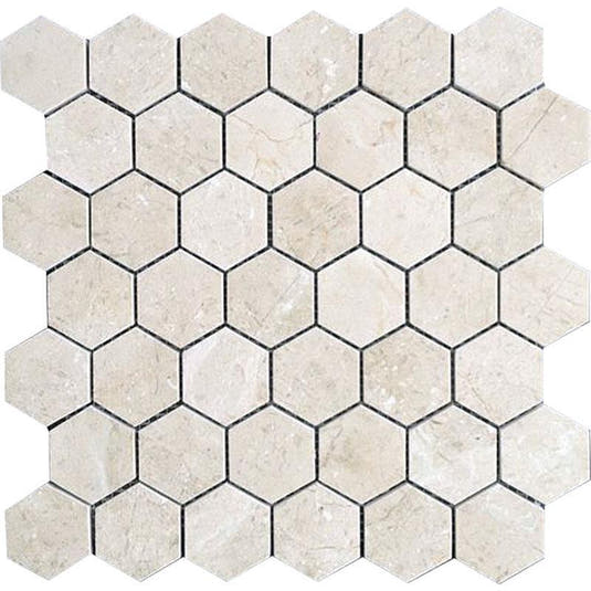 Crema Marfil 2 Inch Hexagon Polished Marble Mosaic Tile Sample