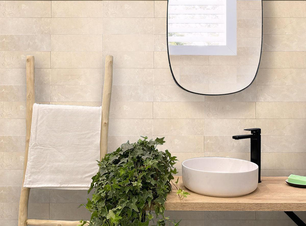Crema Marfil Marble Subway Tile Bathroom Wall