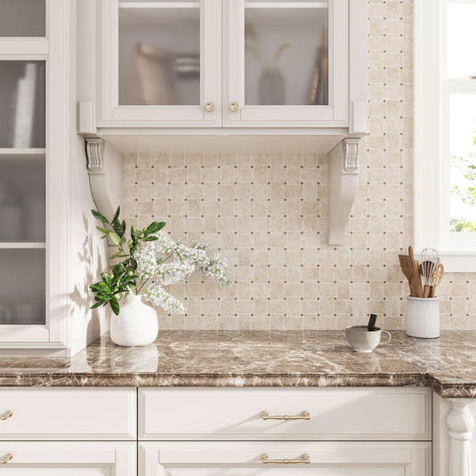 Crema Marfil Large Basket Weave tile for floors and walls
