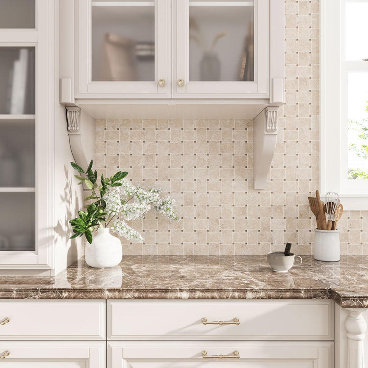 Crema Marfil Large Basket Weave tile for floors and walls