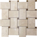 TileClub Unique Crema Marfil Basket Weave Marble Mosaic Tile