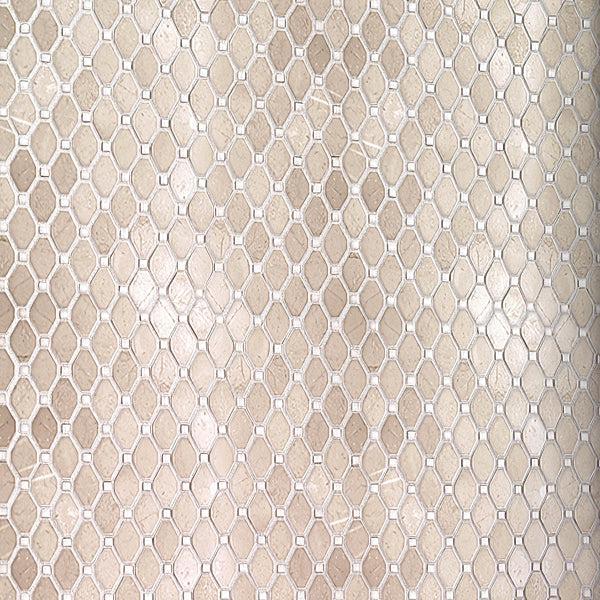 Crema Marfil Octagon With White Dots Marble Mosaic Tile Close-up