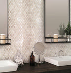 Crema Marfil Octagon With White DotsMarble Mosaic Tile Bathroom Backsplash