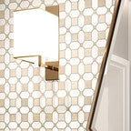 Bathroom Lamp on Crema Marfil Square And Thassos Octagon Marble Mosaic Tile Wall
