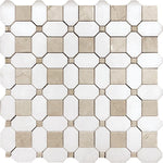 Crema Marfil Square And Thassos Octagon Marble Mosaic Tile position: 1