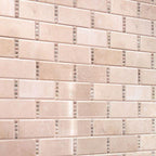 Crema Marfil Subway With Dot Marble Mosaic Wall Close-up