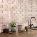 Crema Marfil Subway With Dot Marble Mosaic Tile Kitchen Backsplash