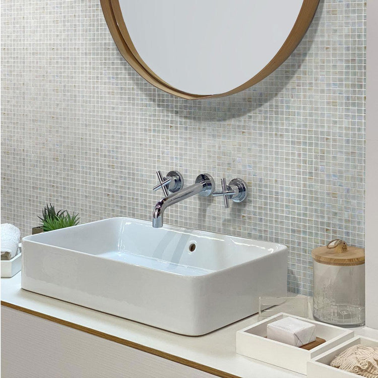 Crystal Ball Mixed Squares Glass Pool Tile Bathroom Backsplash