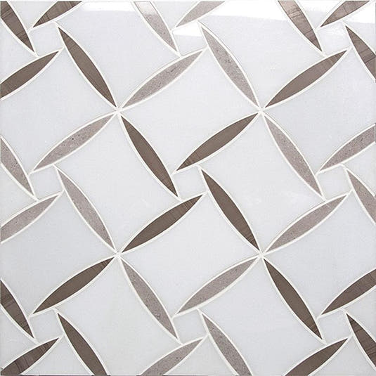 Paper White And Eastern Beige Daisy Mosaic Tile
