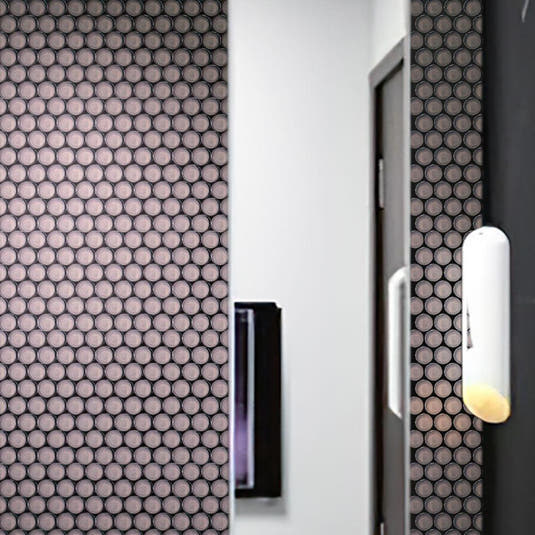 Dark Gray Penny Round Glass Tile | Tile Club