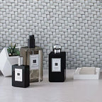 Toilet Table with Dark Grey Recycled Glass Basket Weave Mosaic Tile on Background