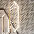 Hexagon Lamp on Dark Grey Recycled Glass Basket Weave Mosaic Tile