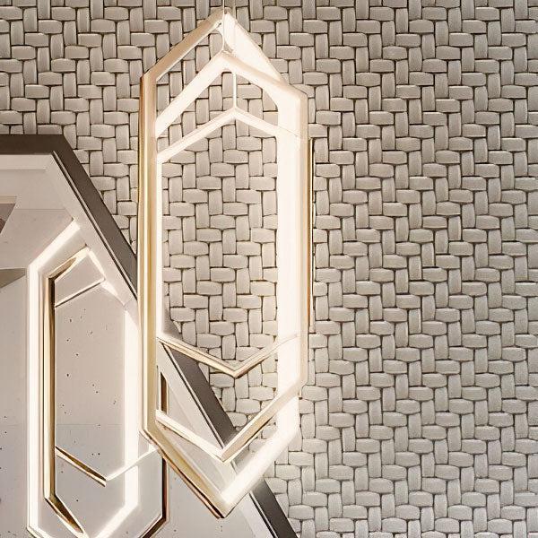 Hexagon Lamp on Dark Grey Recycled Glass Basket Weave Mosaic Tile