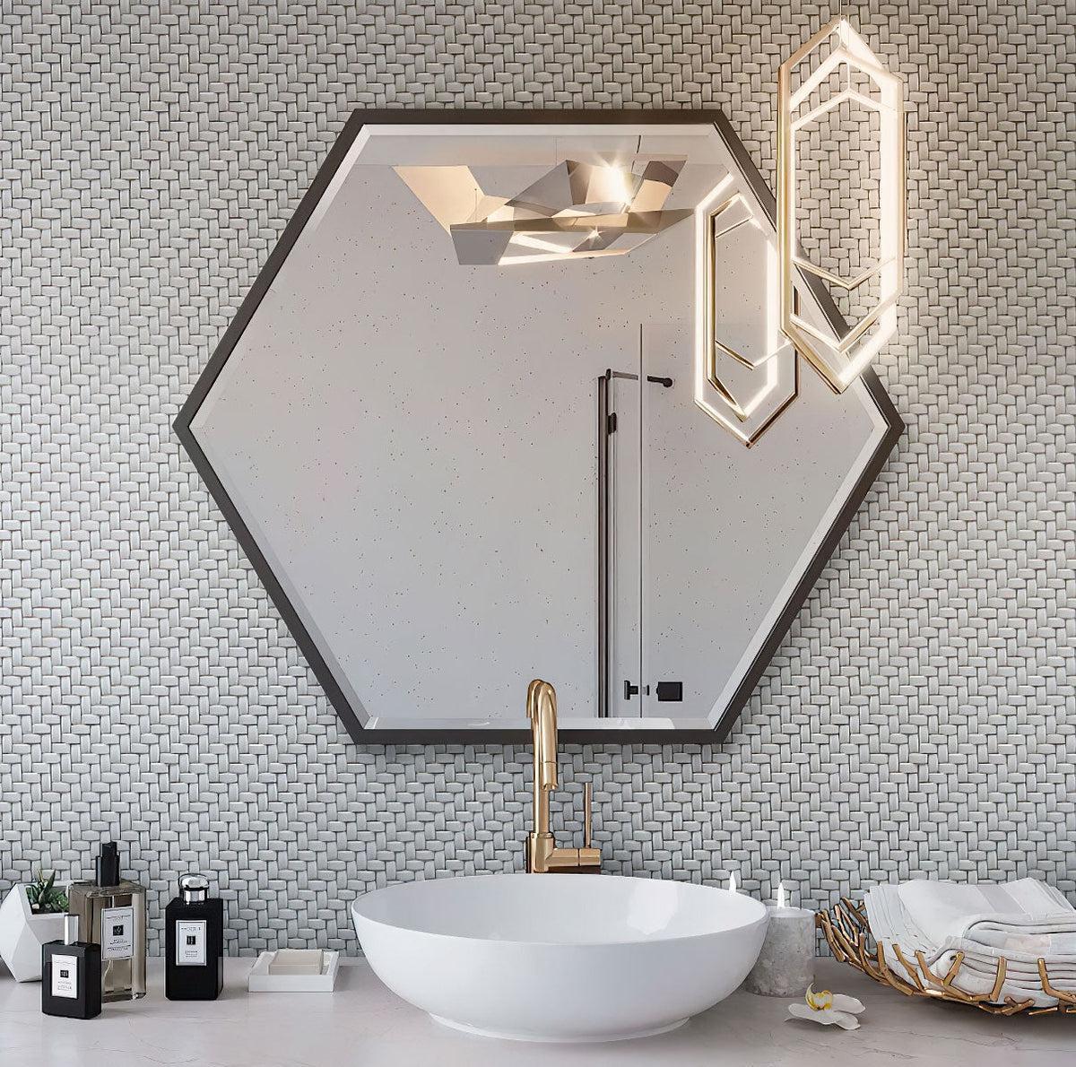 Dark Grey Recycled Glass Basket Weave Mosaic Tile Bathroom Backsplash