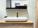Dazzling White Iridescent Squares Glass Tile Bathroom Backsplash