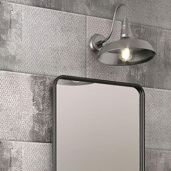 Bathroom Lamp & Mirror on Dec.Mistery Grey C S-97 Wall