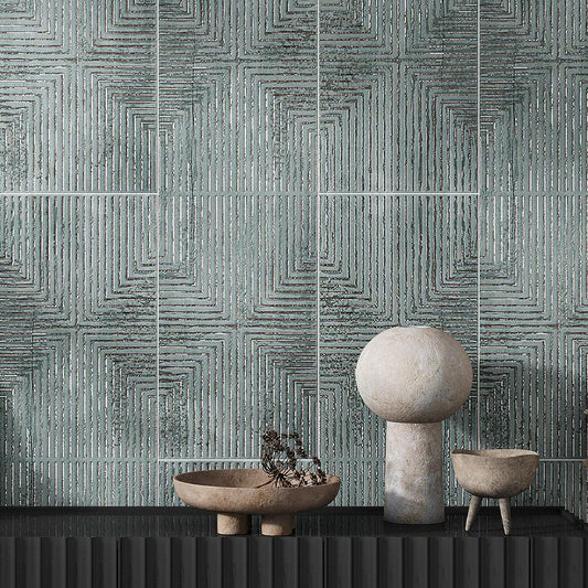 Textured ceramic wall tiles in Ocean green
