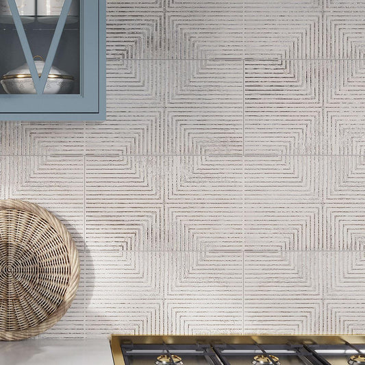 Decor Sospiro White Ceramic Tile Kitchen Backsplash