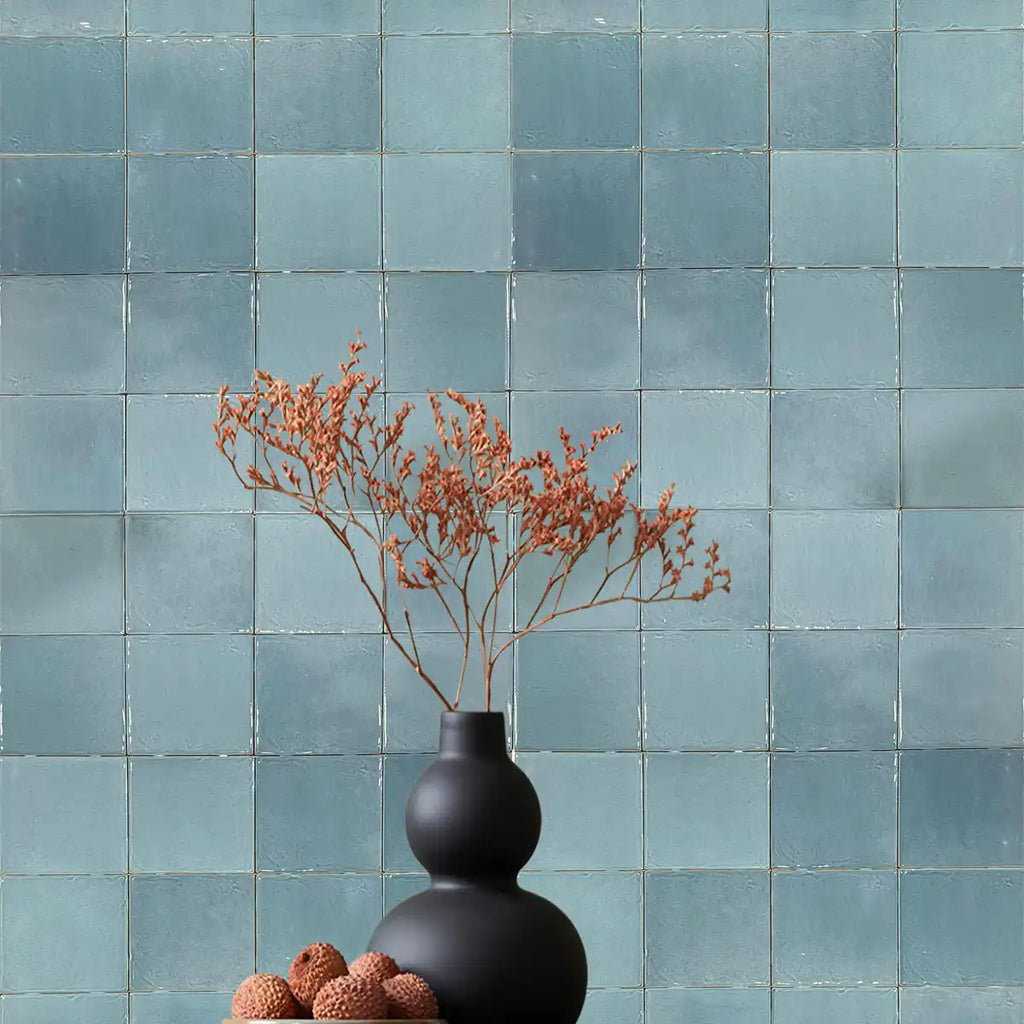 Corwin Sky Gloss Ceramic Square Tile 4"x4" | Tile Club