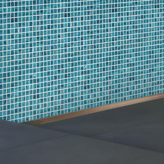 Deep Cerulean Blue Mixed Squares Glass Pool Tile | Tile Club