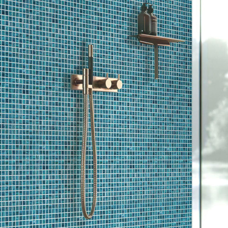 Deep Cerulean Blue Mixed Squares Glass Pool Tile | Tile Club